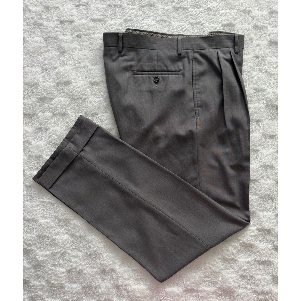 Ralph Lauren Mens Gray Pleated Cuffed Dress Pants Sz 36W x 32L -EUC